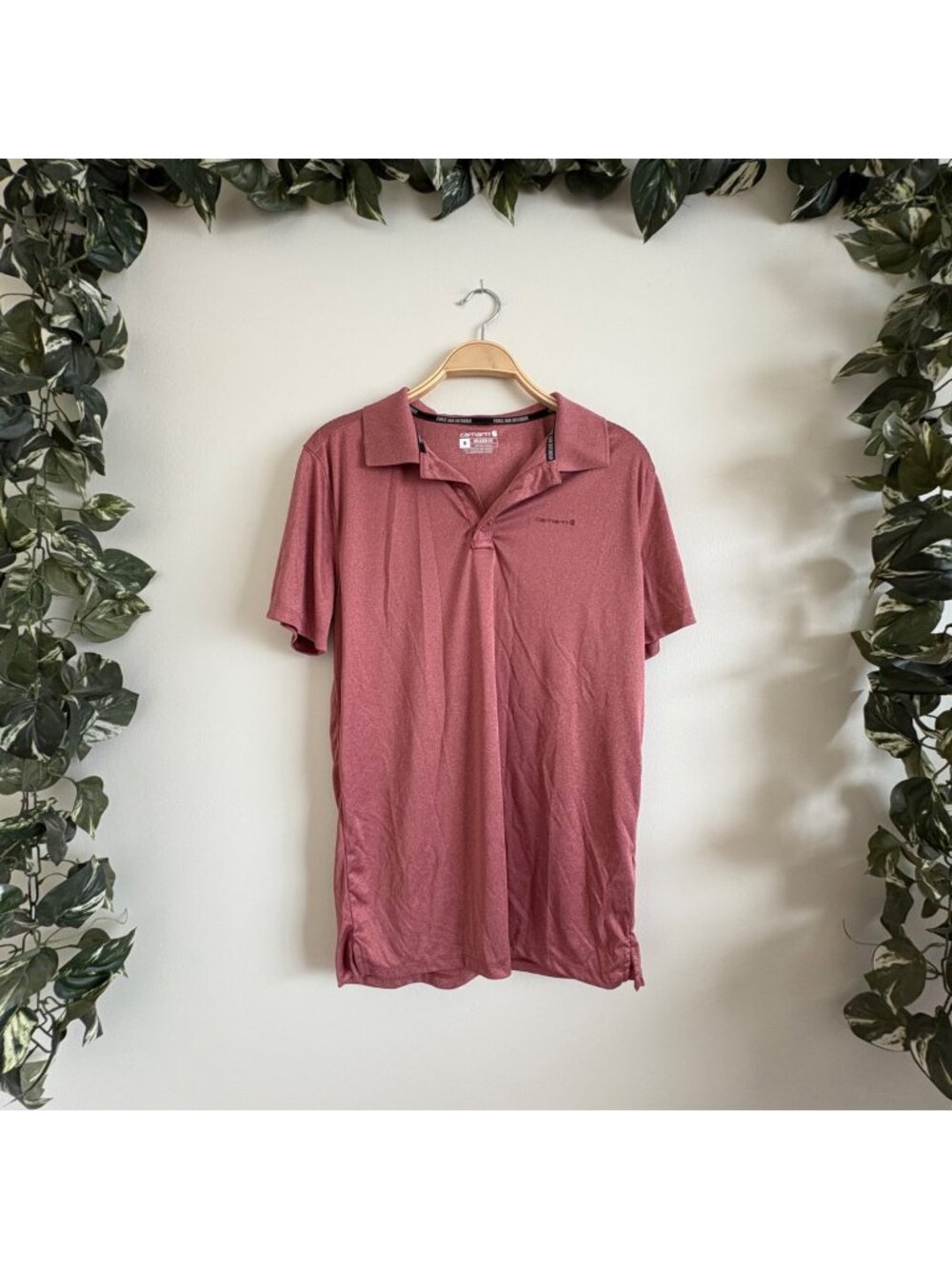 Carhartt Relaxed Fit Short Sleeve Collared Polo Shirt Pink Men’s Size M